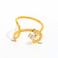 Fenny 18 Karat vergoldet Großhandel No Fade Fashion Doppels chicht Fein Zirkonia Öffnung Edelstahl Fingerring Trendy für Frauen