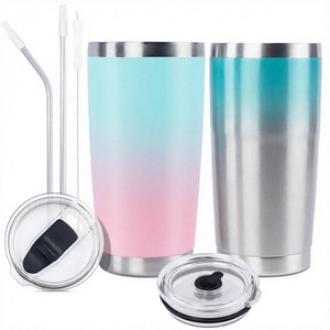 Gobelet de voyage isotherme en acier inoxydable de 20 oz à double paroi avec couvercle et paille pour café, thé et eau - Product Image 2
