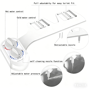 Accesorio de bidé de doble control de ABS de alta calidad con boquillas retráctiles, mezcla de agua fría y caliente, instalación DIY para inodoros estándar - Product Image 3