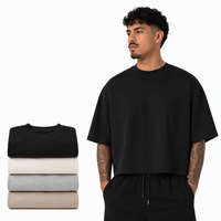T-shirt vierge épais 280g pour homme, coupe oversize et carrée, effet délavé vintage, streetwear, impression personnalisée à la demande, en coton