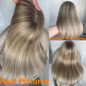 Byluxurious mật độ 180 Ombre làm nổi bật tro màu vàng ren phía trước tóc giả tóc con người Pre ngắt thẳng ngắn <span class=keywords><strong>Bob</strong></span> - Product Image 5