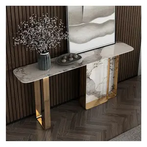 Modern dining table enters the rock board Xuanguang Italian small apartment side table integrated by the wall Xuanguang storage