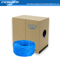 Kabel Cat6 Massal 305m/1000ft Kotak Biru PVC CM Tersertifikasi untuk Pemasangan di Dalam Dinding Penggunaan Hunian