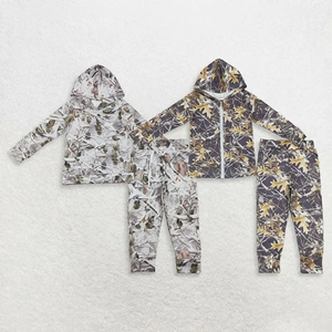 Ensembles de vêtements pour bébés garçons, chemises à manches longues avec capuche à motifs de feuilles, poches, pantalons - Product Image 1