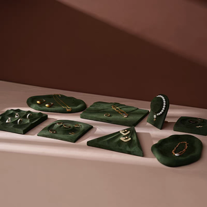 Présentoir <span class=keywords><strong>à</strong></span> bijoux vert pour bijoux Boucles d'oreilles <span class=keywords><strong>palette</strong></span> Anneau Collier Bijouterie Stockage Table de présentation Plateau de présentation - Product Image 2
