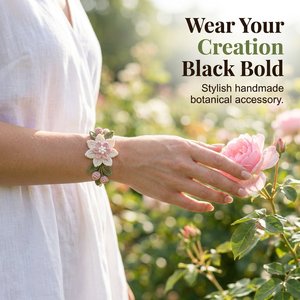 Handmade Crochet Flower <b>Bracelet</b> Woven <b>String</b> Bangle Adjustable Chain Closure Floral Jewelry Gift - Product Image 3