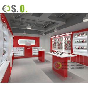 Vitrina de exhibición de vidrio de madera contrachapada <span class=keywords><strong>para</strong></span> Tienda Móvil, vitrina de mostrador, vitrina de exhibición de teléfono celular, tienda de reparación de vitrina - Product Image 4