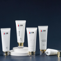 Tube souple en PE blanc avec motif vague océanique bleue et bouchon à vis large pour gommage corporel, lotion, crème, soins de la peau, emballage cosmétique vide