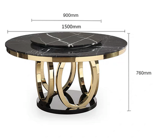 Luxury Gold Stainless Steel <b>Round</b> <b>Dining</b> <b>Table</b> <b>Set</b> Top Modern 8 Seater <b>Dining</b> <b>Table</b> <b>Set</b> UP-<b>4</b>-1 Marble Top Modern Di - Product Image 3