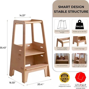 Wooden children's learning tower, footrest, standing washstand, kitchen and <b>bathroom</b> baby solid wood booster stairs, climbing - Product Image 4