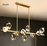 Lustre italien post-moderne, luxe minimaliste, long, pour restaurant, bar, salon, chambre à coucher, en cristal