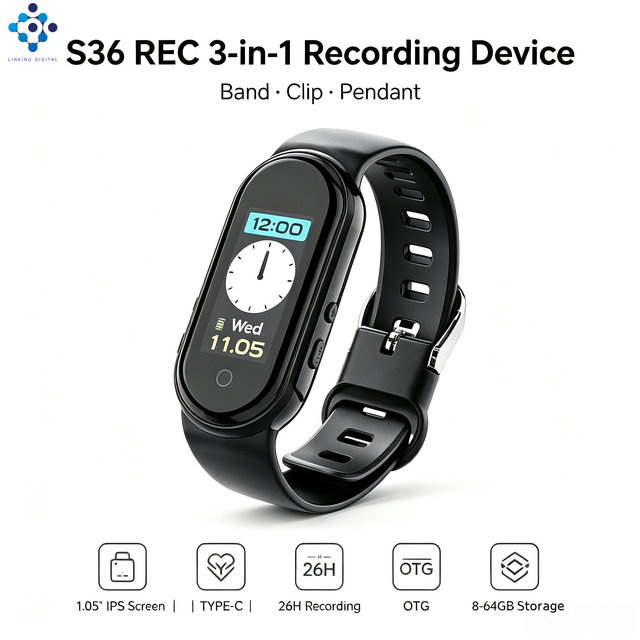 S36 Digital Portable Voice Recorder with WAV Format TYPE-C Connector for Meetings & Interviews-Long Time Recording