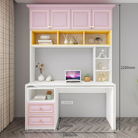 Bureau d'ordinateur intégré en bois massif écologique moderne avec étagère pour l'étude, le bureau ou le salon des filles