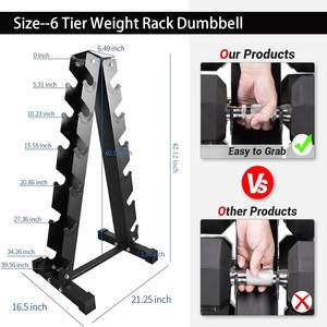 מתלה דבל 6 משקל שכבה מתלה כמסגרת פלדה אימון כוח עבור תרגיל חדר כושר ביתי - Product Image 4