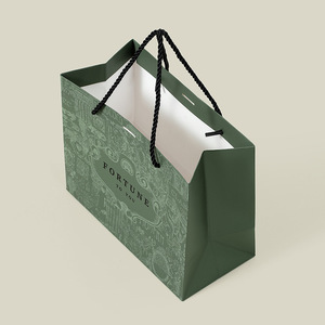Shaher Borsa Regalo di Lusso Verde Scuro Stile Vintage con Stampa Classica, Manico con Cordoncino, Stampa a Colori Completa, Confezione Personalizzata per Boutique - Product Image 2