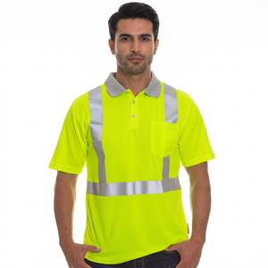 Clush Industries Custom Design Polyester/Cotton <b>Safety</b> Polo Shirt Reflective <b>Tape</b> Hi-Vis <b>Safety</b> Protection Needle Detection - Product Image 1