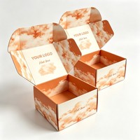 Boîte d'expédition personnalisée orange pour cadeaux, en carton ondulé, avec impression nuage, empilable et pliable, pour chapeaux et vêtements