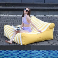 Sofá Puff Grande para Exteriores, Resistente al Sol y al Agua, de Tela de Olefina a Rayas, con Relleno, Tumbona para Patio