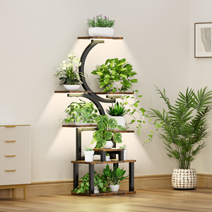 Soporte de plantas de interior de 8 niveles con 5 luces de cultivo, 10 niveles de atenuación gradual, tubo de acero metálico grueso y duradero de 0.8 mm para interiores - Product Image 2