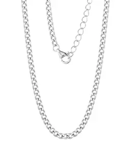 Bijoux Hip Hop Italie 925 Sterling Silver Cuban Link Chain Collier Rhodium Plaqué Or Hommes Collier pour Fine Jewelry gourmette