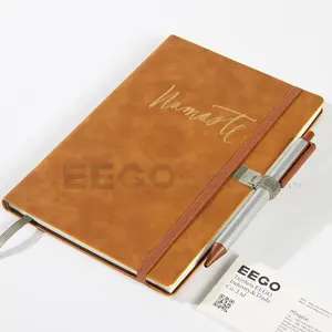 2021 Hardcover Planner Logo Kustom Buku Catatan B5 Jurnal Penutup Kulit Bahan Eco Notebook dengan Pena