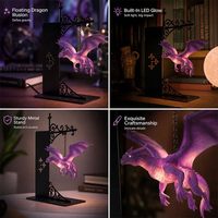 Lampe de bibliothèque Dragon Flottant, Veilleuse LED, Décoration Fantaisie, Design Suspendu pour Coin Lecture, Lumière Chaude, CRI 90, 25000 Heures