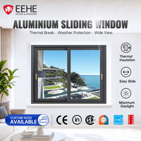 Fenêtre coulissante panoramique en alliage d'aluminium EEHE avec grille de séchage et moustiquaire pour villas