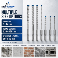 Jeu de 7 forets SDS Plus multifonctions à pointe diamantée, non revêtus, pour béton et maçonnerie, avec queue fendue