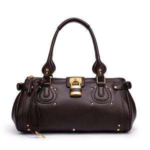 Fashionable <strong>Women</strong> Multi Pocket Boston Handbags <strong>for</strong> Lady Elegant Satchel <strong>Bags</strong> with Big Lock Maroon Shoulder <strong>Bags</strong> From Guangzhou - Product Image 6