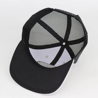 Heather grijze zwarte mesh trucker cap met sport hockey logo, platte klep, snapback pet, Argyle fruitpatroon, gangbare stof