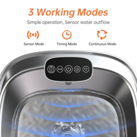 Fontaine à eau automatique en acier inoxydable écologique pour chats et chiens OEM/ODM avec fenêtre de niveau visible, capacité de 3,2 L