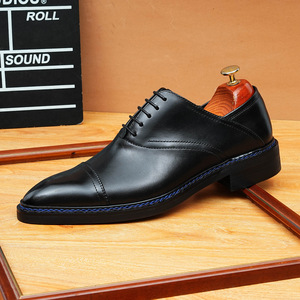 Chaussures Homme Classiques Haut de Gamme en Cuir Véritable, Style Affaires, Tendance, à Enfiler, Semelles Épaisses, Imperméables, Bout Carré - Product Image 4