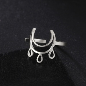 Mặt Trăng Nữ Thần Phước Lành Phụ Nữ Nhẫn Có Thể Điều Chỉnh Mặt Trăng Và Teardrops Wiccan Pagan Biểu Tượng Thép Không Gỉ Đồ Trang Sức - Product Image 6