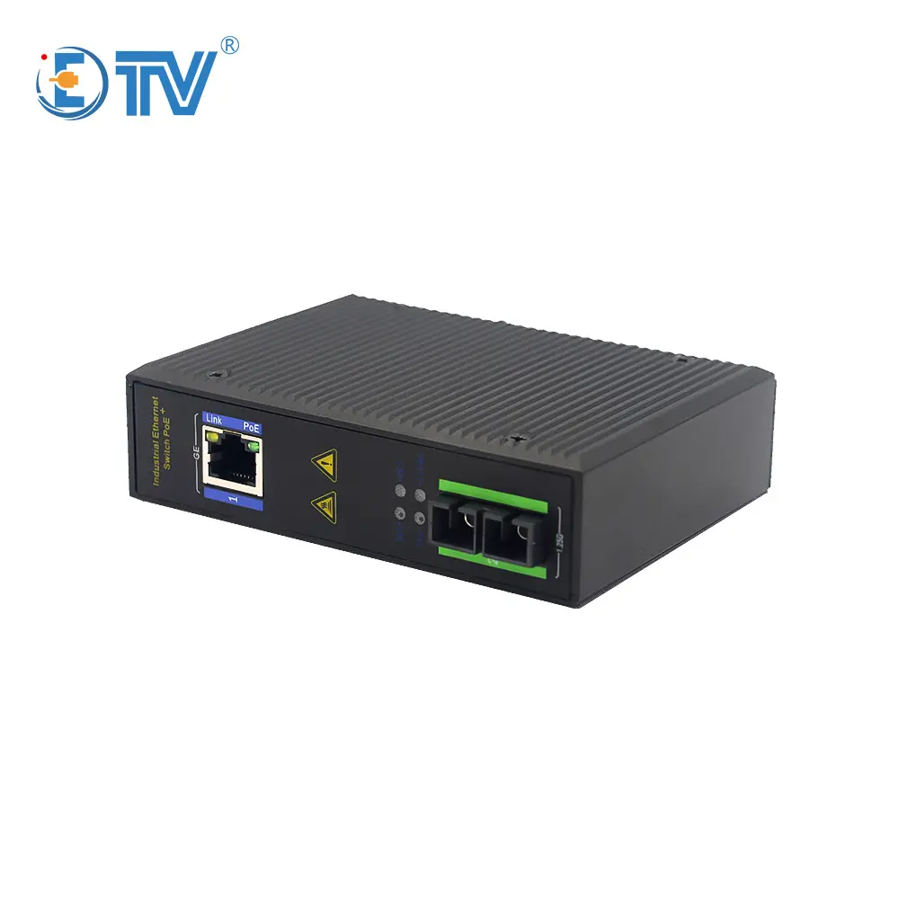 ETV Industrial POE 1000M Fiber media Converter SC Ethernet to Twisted Pair Converter