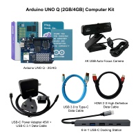 Kit de démarrage Arduino UNO Q avec carte mère Linux 2 Go/4 Go, caméra 4K, station d'accueil PD 45 W, USB 3.0, ordinateur de bureau