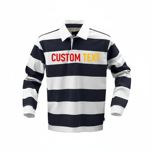 男女通用 B15 定制橄榄球队服 透气条纹长袖平纹针织面料 适合重量级 100% 聚酯纤维球衣 男女皆宜 - Product Image 4