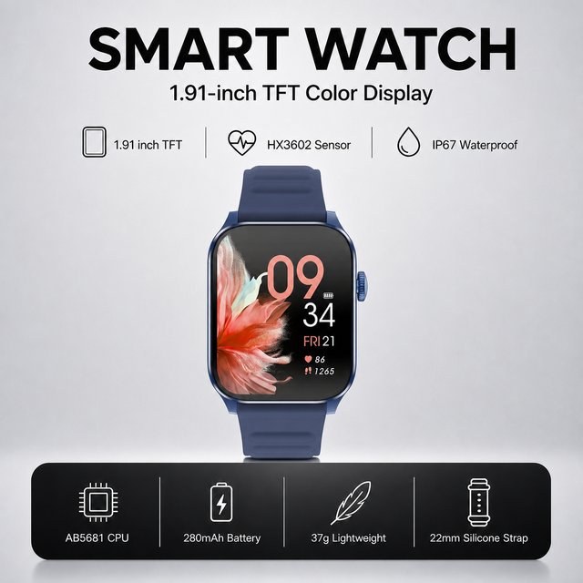 IP67 Waterproof Screen 280mAh Battery Heart Rate Monitor Exercise Running Fitness Outdoor Smart Watch
