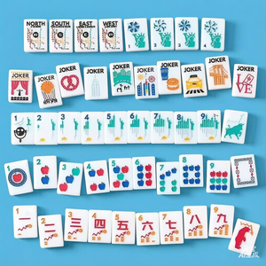 Edición de julio de 2026 en stock: Juego de Mahjong americano Premium Metro Edition con fichas grabadas estilo arte pintado a mano del horizonte de Nueva York - Product Image 1