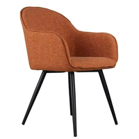 Chaise de salle à manger moderne en tissu de lin élégant Fauteuil de loisirs Cuisine Chaise de salle à manger avec pieds en métal noir