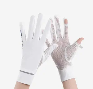 Wholesale Anti-sunburn UV Protection Breathable Driving Ice Silk Gloves for Women Outdoor Riding Driving