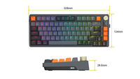 Clavier de jeu rechargeable USB avec écran TFT, bouton de volume, éclairage RGB, modes multiples (sans fil 2,4 GHz + BLE 5.0)