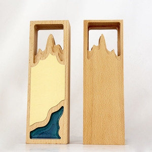 Trophée <span class=keywords><strong>en</strong></span> <span class=keywords><strong>bois</strong></span> personnalisé avec silhouette de montagne et plaque dorée, récompense rectangulaire <span class=keywords><strong>creuse</strong></span> pour la reconnaissance des réalisations professionnelles MH-J0113 - Product Image 5