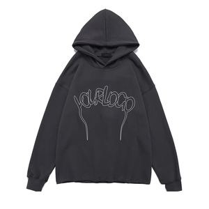 เสื้อฮู้ดดี้ผู้ชายผ้าฝ้าย 100% หนานุ่ม สวมใส่สบาย ทรงโอเวอร์ไซส์ สำหรับฤดูใบไม้ผลิและฤดูใบไม้ร่วง  ปักโลโก้ด้านหน้า คุณภาพสูง - Product Image 5