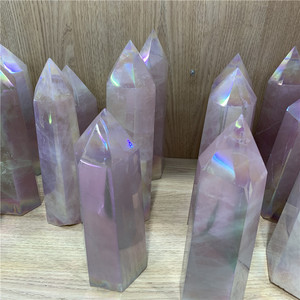 Torres de Cuarzo Rosa Natural, Pilar de Cuarzo Rosa Aura Angel, Torres de Cristal Obelisco, Piedras Curativas de Cristal - Product Image 1