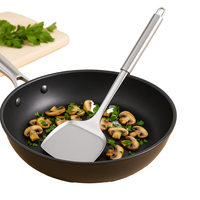 Spatule de cuisine en acier inoxydable avec manche en silicone résistant à la chaleur et en métal, ustensile de cuisine antiadhésif sûr pour la cuisson et la sautadeuse