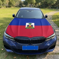 Housse de capot de voiture d'Haïti en gros, drapeau universel en spandex pour capot moteur, bannière 130x150cm, décoration pour la Journée du drapeau haïtien et les défilés de fans