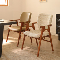 Chaise de salle à manger Youshu en bois de frêne, style médiéval et nouveau chinois, avec système tout-en-un à tenons et mortaises, revêtement en tissu, pour usage domestique et hôtelier