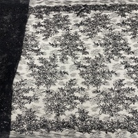 Tissu en dentelle française à sequins noirs en gros, tissu en dentelle perlée, tissu brodé, dentelle africaine haut de gamme pour robe décontractée