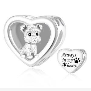 Ciondoli Pan Charms in Argento: Yorkshire Schnauzer, <span class=keywords><strong>Bulldog</strong></span> <span class=keywords><strong>Francese</strong></span>, Bassotto - Perline per Braccialetti Originali, Gioielli Commemorativi per l'Amore degli Animali Domestici, Berloque - Product Image 5