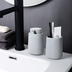 Distributeur de savon liquide écologique en céramique de qualité hôtelière, mécanisme à poussoir, double fonction pour les toilettes et la salle de bain, rechargeable, 300 ml - Product Image 6